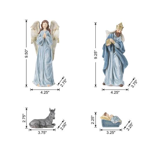 Glitzhome® 10-Piece 9.75" Celestial Blue Resin Christmas Nativity Figurine Set